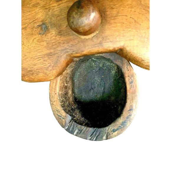 Burl wood Hand Carved Spice Box Early 19c Antique Pennsylvania Kitchenware - Picture 5 of 11